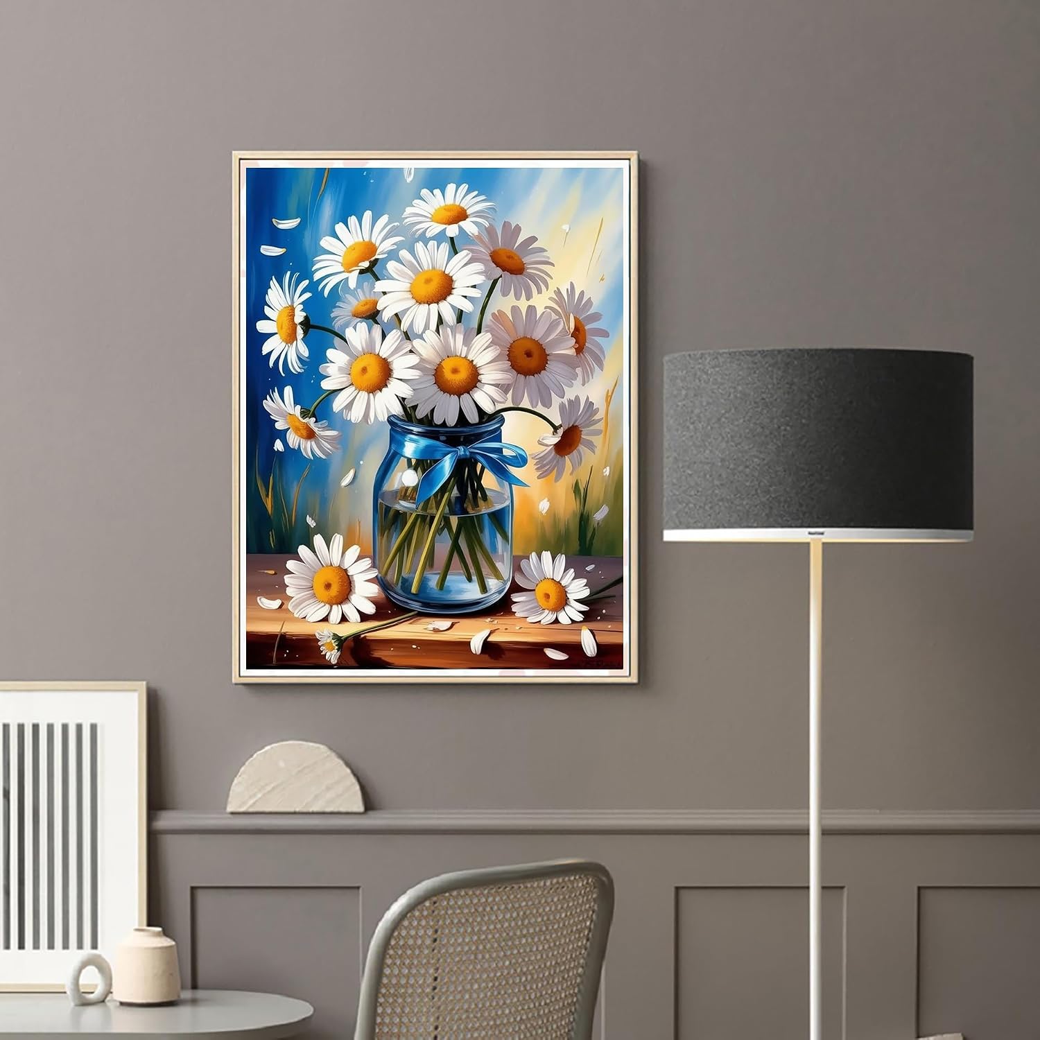Diymood DIY 5D Diamond Art Painting Flower Kits for Adults, Paint with Diamond Art Plant Full Drill Round Canvas Embroidery Mosaic Beginner Home Wall Decor Gift 12x16 inch F7 image 3