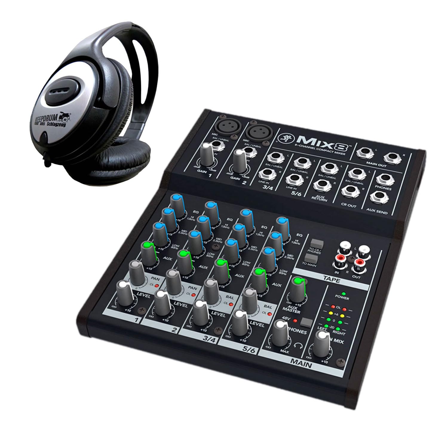 Mackie Mix8 8-Kanal Analog-Mixer Mischpult mit Kopfhörer
