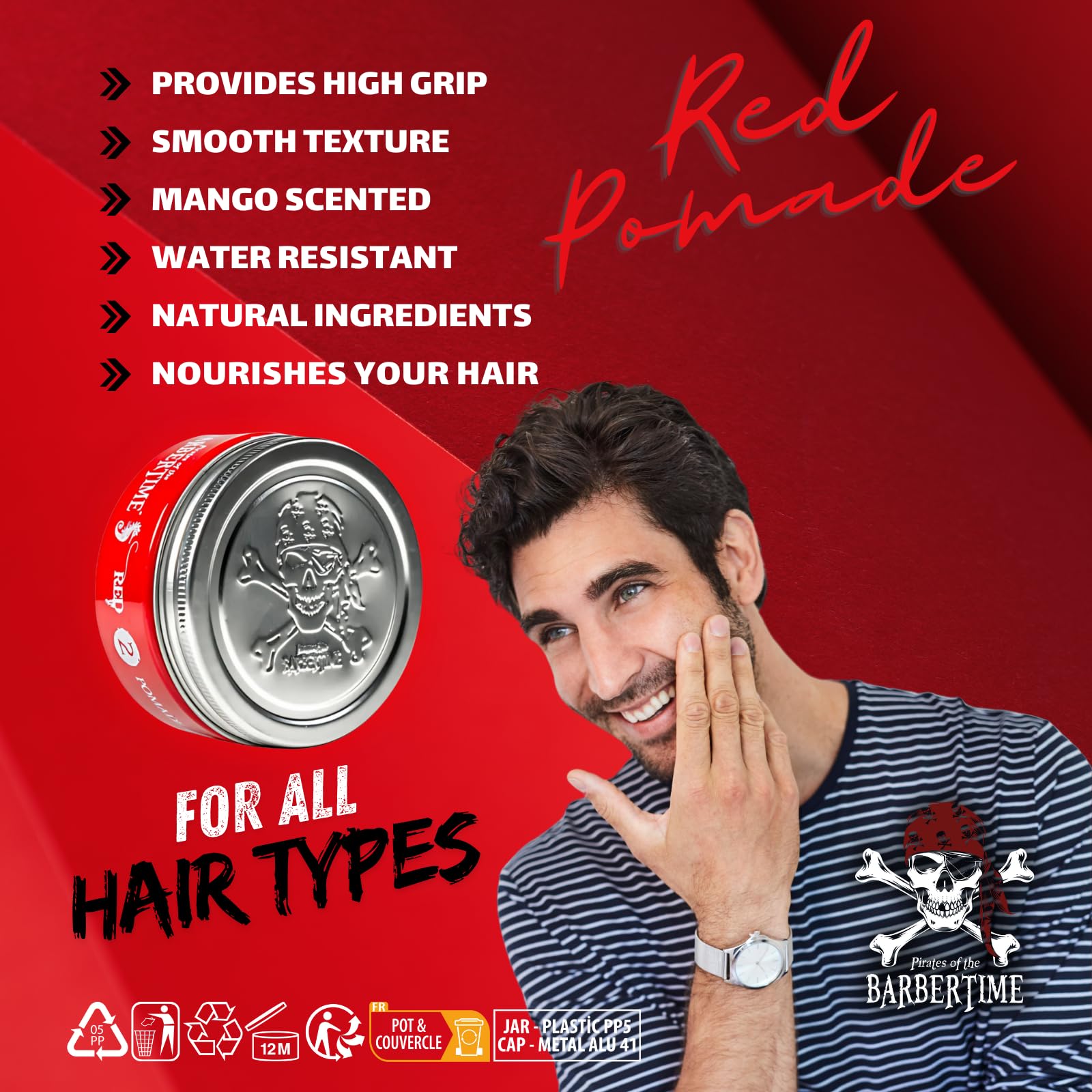 BARBERTIME Hair Styling Aqua Wax, Red, 150 ml (Pack of 1) - Image 4