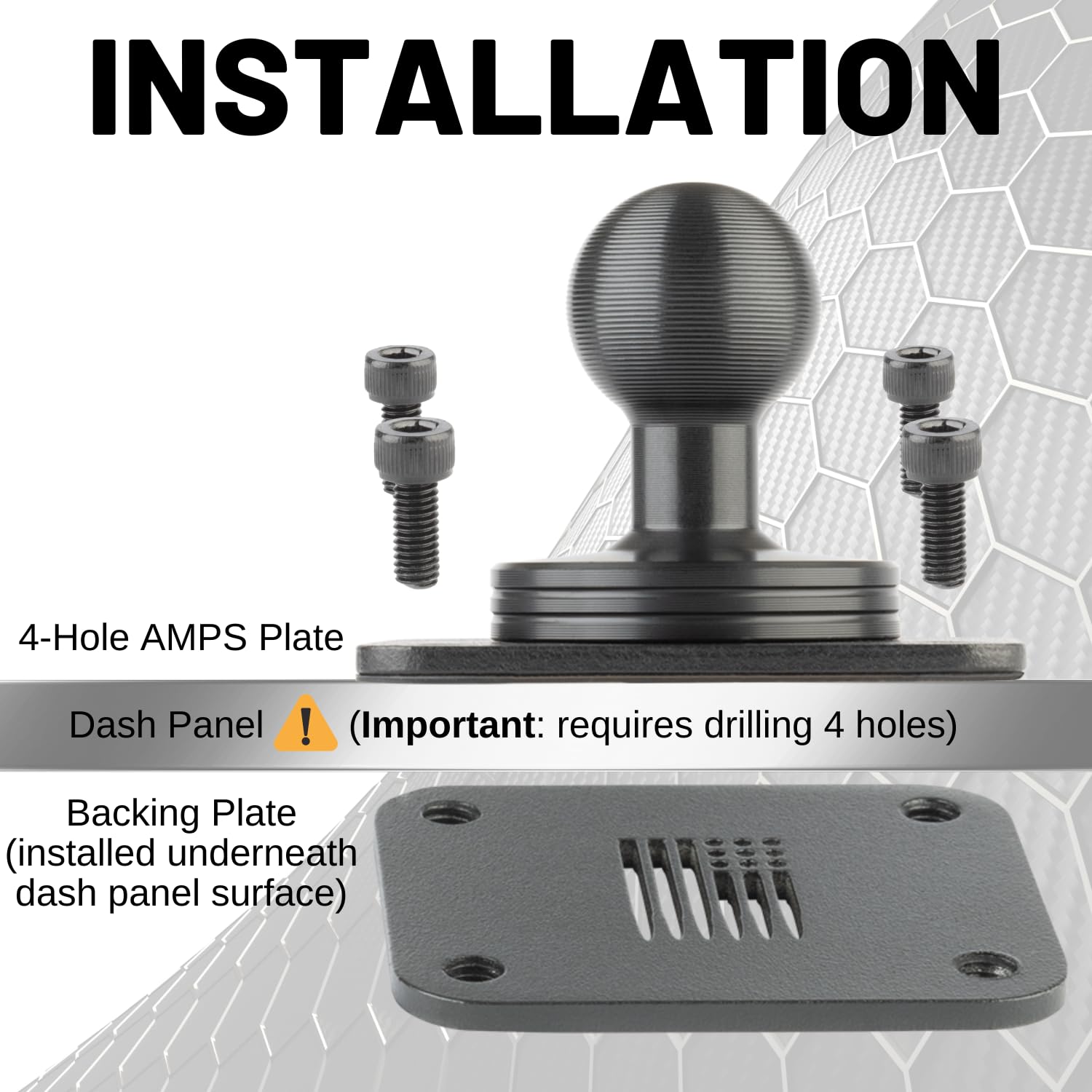 Bulletpoint Heavy Duty Vehicle Tablet Mount with Adjustable Mounting Arm Articulating Joint 20mm AMPS Ball Dash Mount