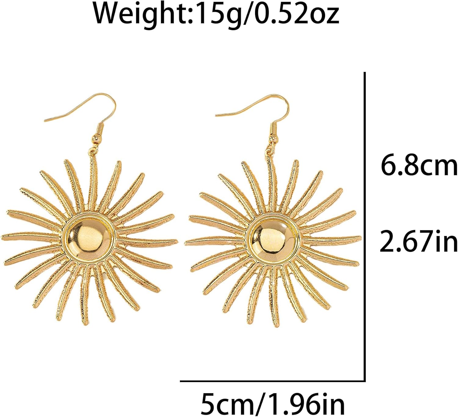 Sun Earrings for Women Pearl Sun Dangle Earring Chunky Gold Sunburst Statement Jewelry Vintage Boho Earrings Prom Party Gift - Image 7