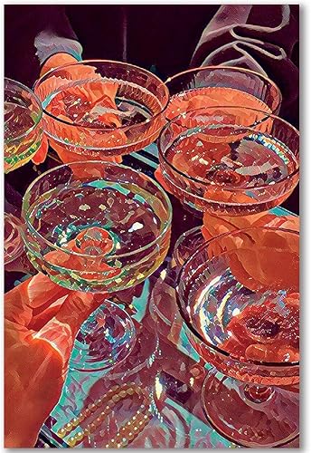 Póster de estética de música vintage, divertidos pósteres en blanco y negro, arte de pared, póster de champán funky de color champán, decoración de