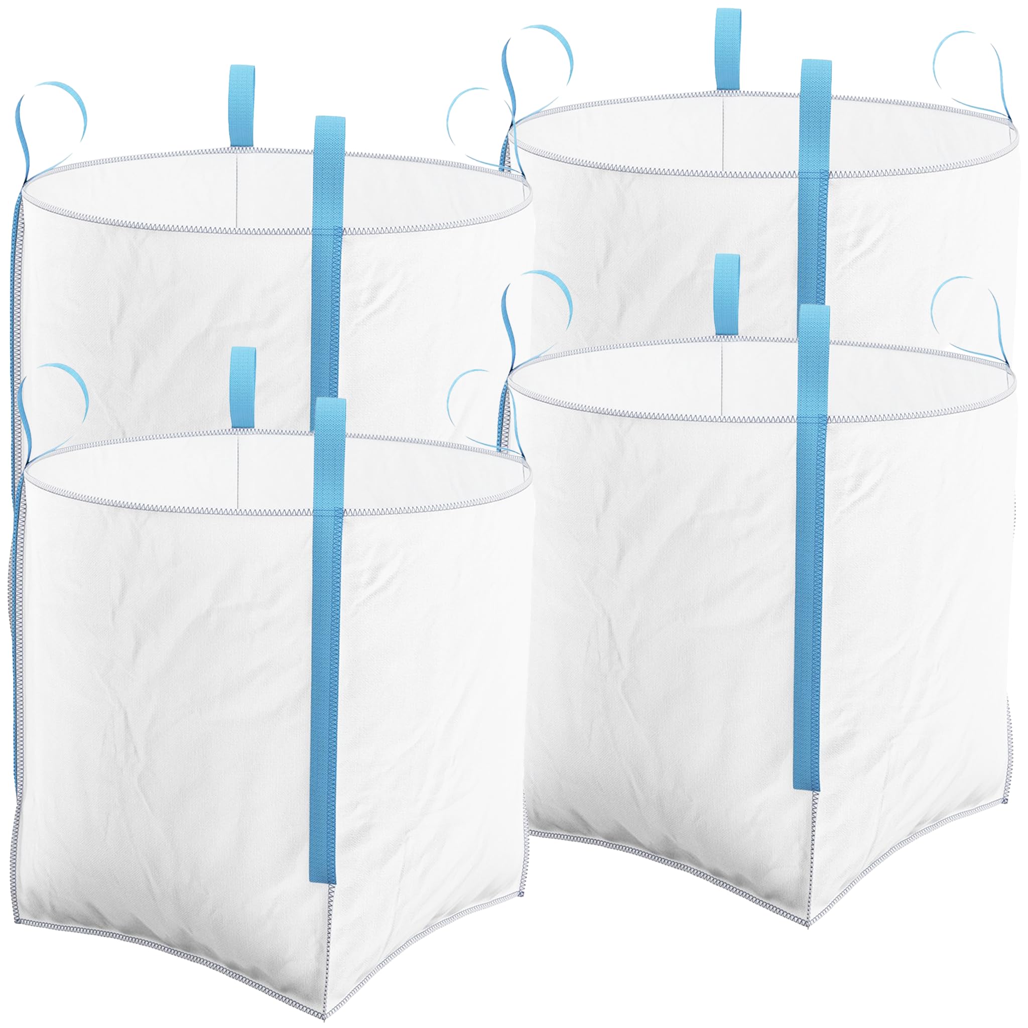 4 Pack FIBC 1 Tonne Builders Bulk Bag 85cm x 85cm x 85cm - Garden Building Waste Jumbo Ton Heavy Duty White Sack 4 Pcs