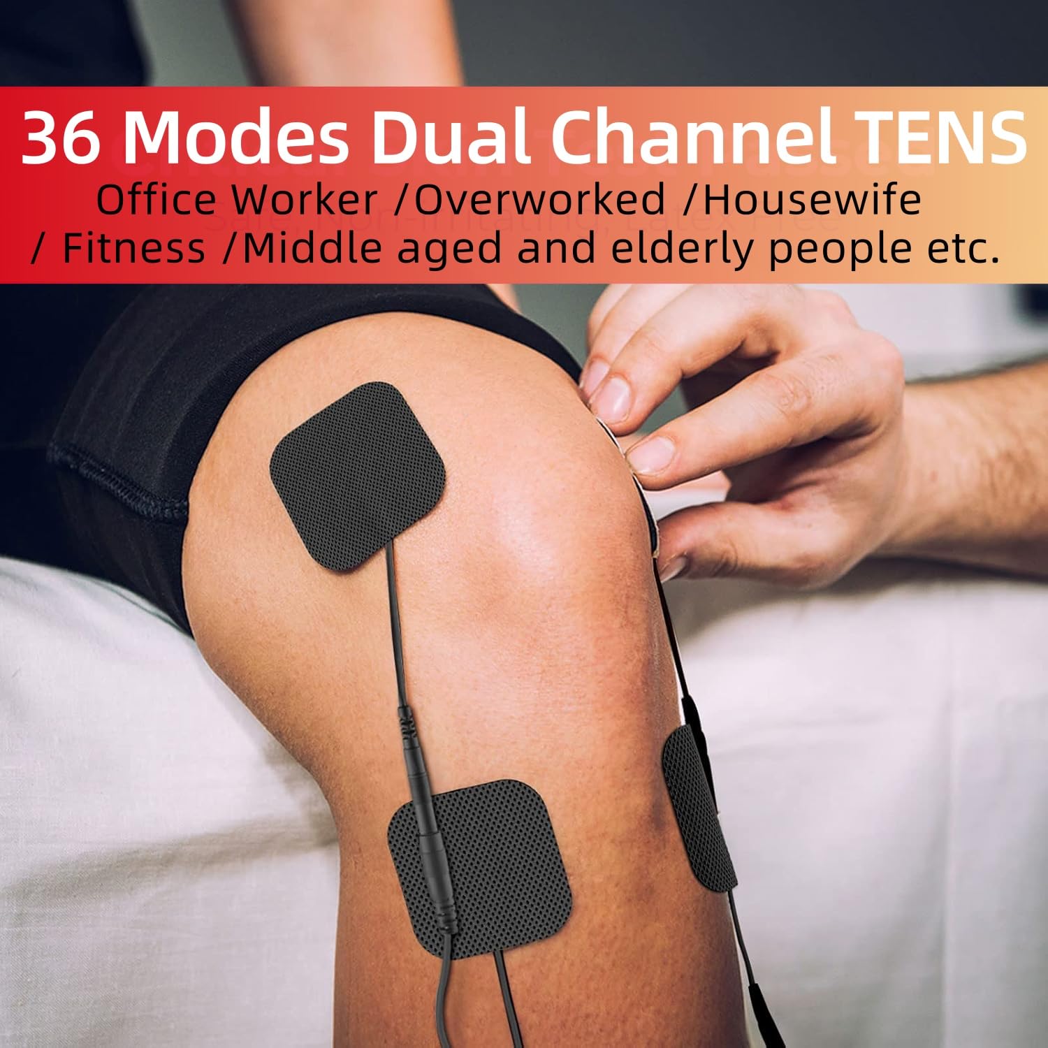 Électrostimulateur musculaire 3 en 1 :TENS/EMS/Massage, thérapie anti-douleur TENS, stimulation électrique des muscles EMS, facile à emporter,36 programmes de Massage + 8 électrodes