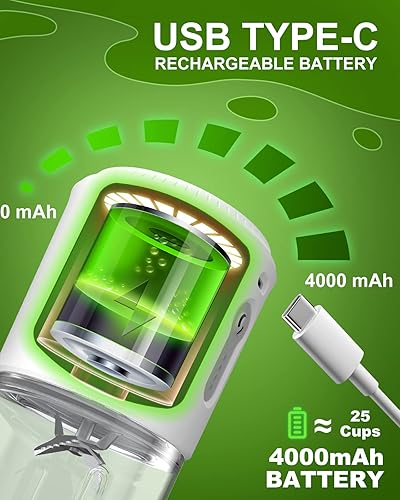 Miniatura 6 de Licuadora portátil para batidos y batidos, licuadoras de tamaño personal de 17 onzas, licuadora portátil ultra afilada de 6 cuchillas, licuadora