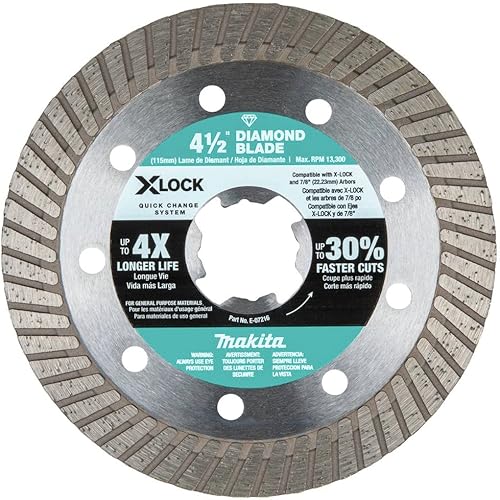 Miniatura 3 de Makita E-12647 X-Lock 4-1/2" Diamond Blade Paquete variado para corte de mampostería, 3/pc