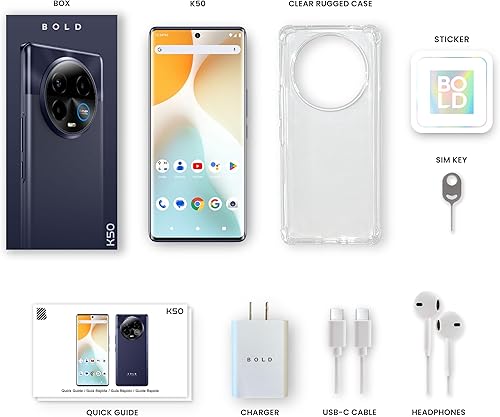 Miniatura 7 de BLU Bold K50 5G 2024 Batería de 3 días Desbloqueado 6.7 pulgadas FHD+ 3D AMOLED 2568GB Cámara triple de 64MP Versión de EE. UU. Garantía