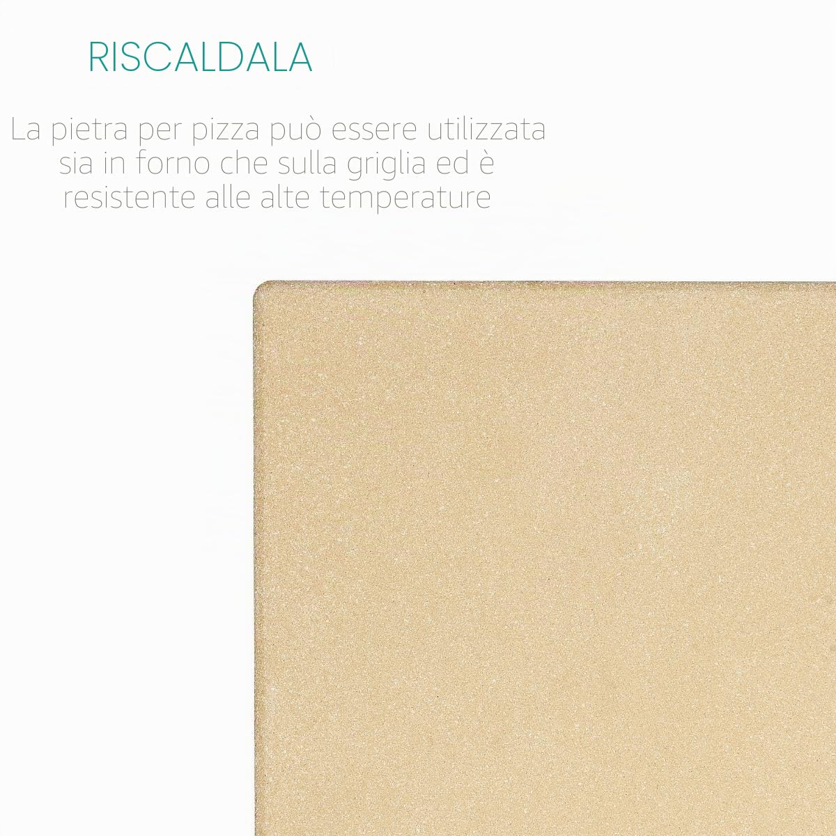 Navaris Pietra Refrattaria per Cottura Pizza - per Cuocere nel Forno di Casa Pane Pizze - Teglia Rettangolare 38x30cm Cordierite 800° con Pala Bambù