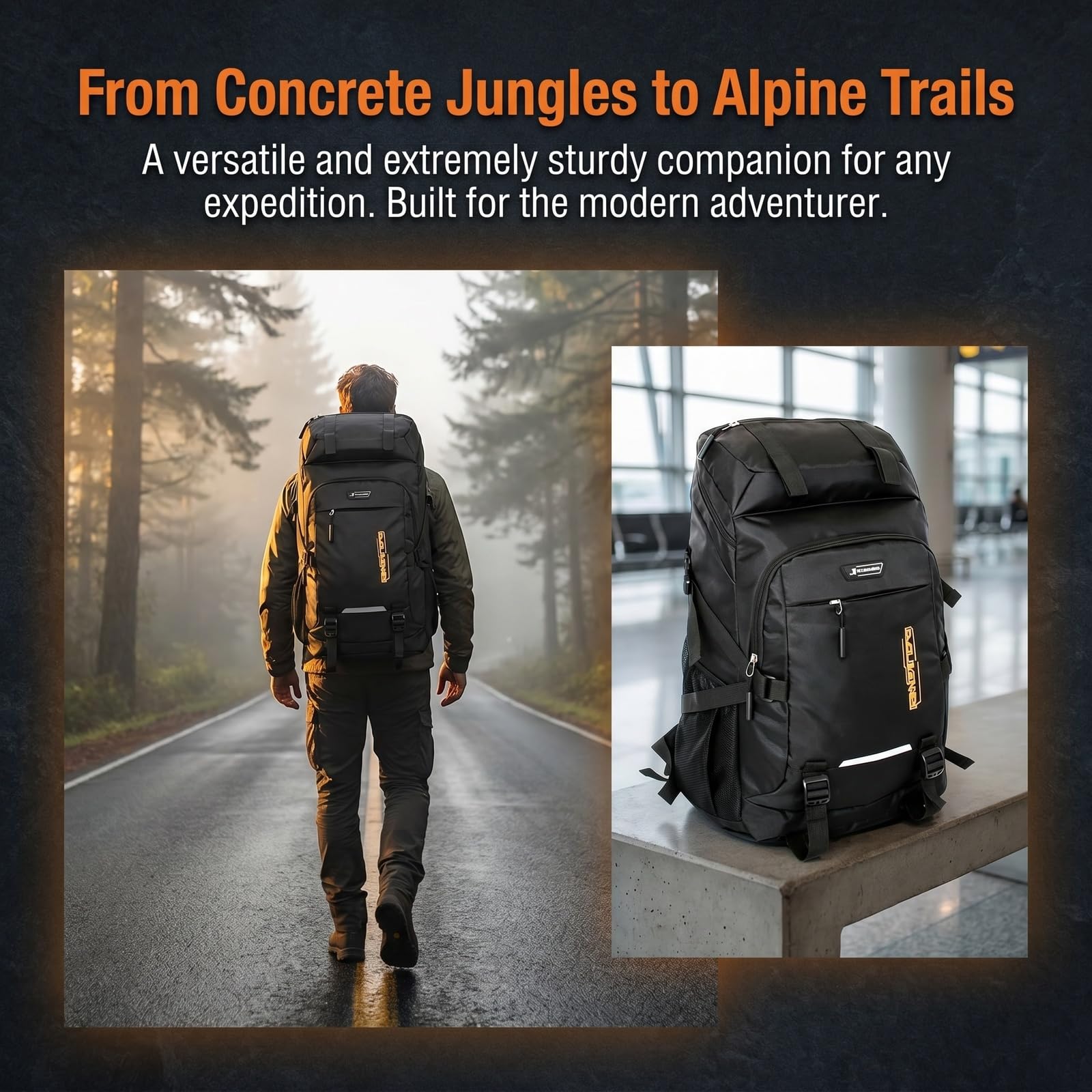 Naapesi Sac à Dos Randonnée Homme Femme 50L, Sac a Dos Voyage Imperméable Grande Capacité, Sac de Randonnée Léger et Respirant pour Trekking, Camping, Sport en Plein Air - Noir