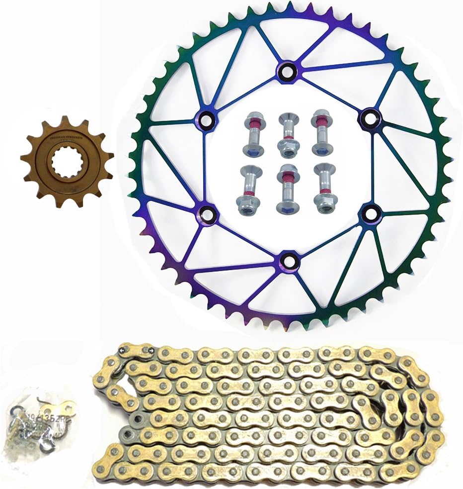 Dirt Tricks Front & SE CHROMATIC Rear Sprockets + Regina Z Ring Chain Kit - 12/52 - compatible with Kawasaki KX250, KX450F