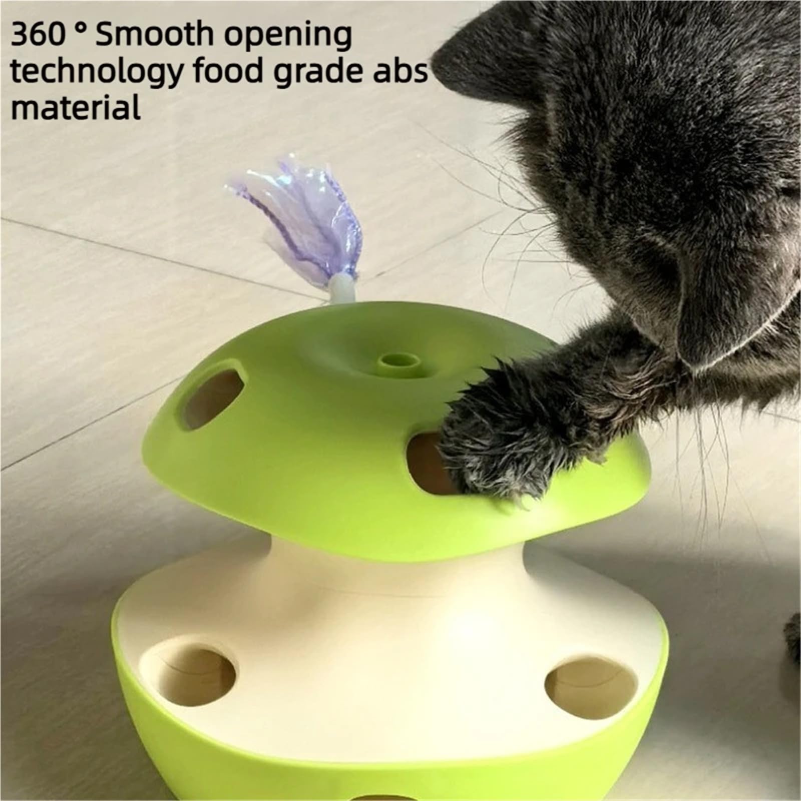 Juguete giratorio for gatos con forma de manzana y palo for provocar | Rotación automática for autojuego. Tocadiscos recargable en forma de manzana con ratón.(Green)
