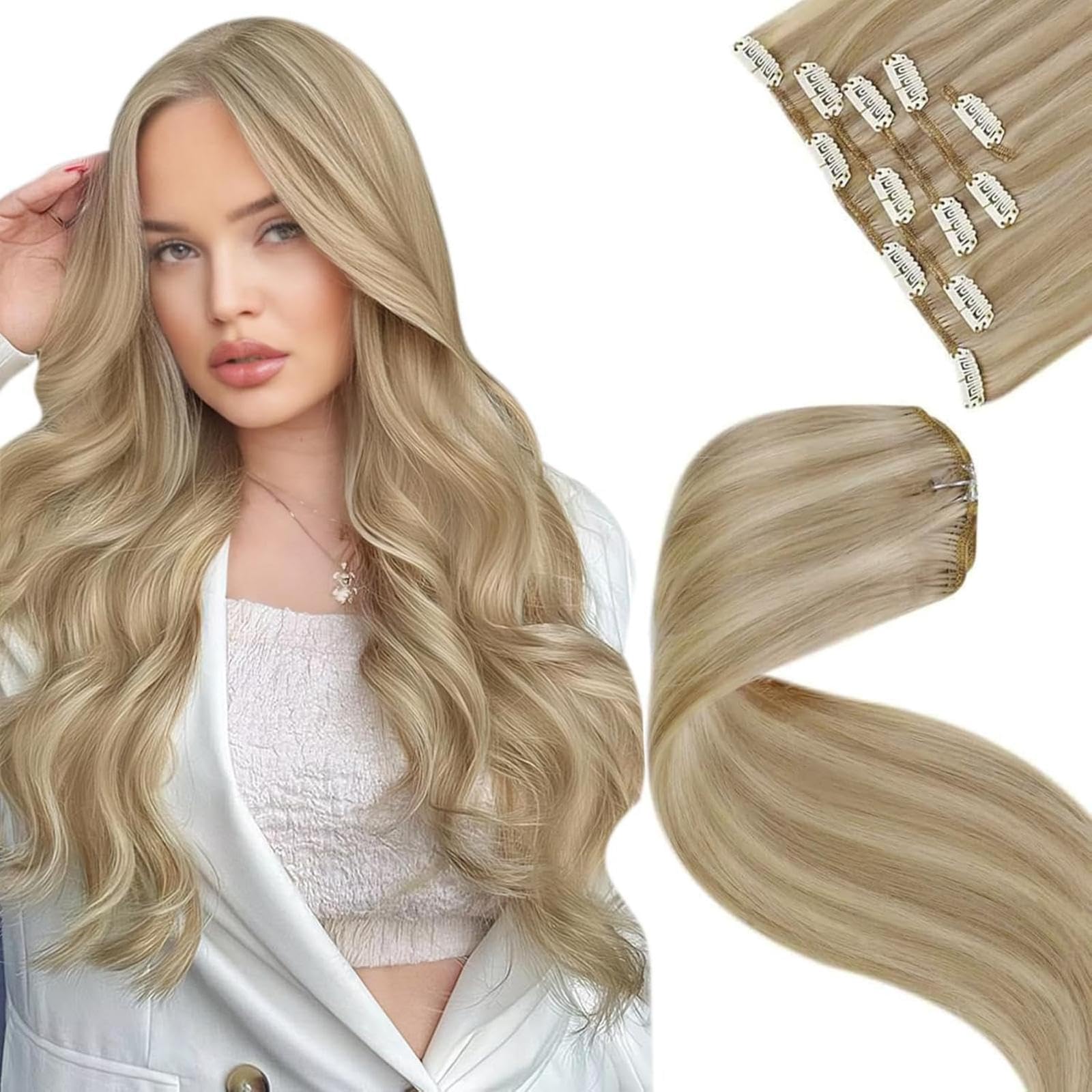 LaaVoo Extensions Echthaar Echt Haar Extension Clip Haarverlängerung Echthaar