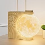 Rotatable Moonlight Alarm Clock, Sunrise Alarm Sleep Sound Machines, Night Lamp for Bedrooms with Snooze Function, 10 Light Effects, 30/60/90 Timer, 10 Sleep Nature Sounds, 15 Ringtones, 12 Volume
