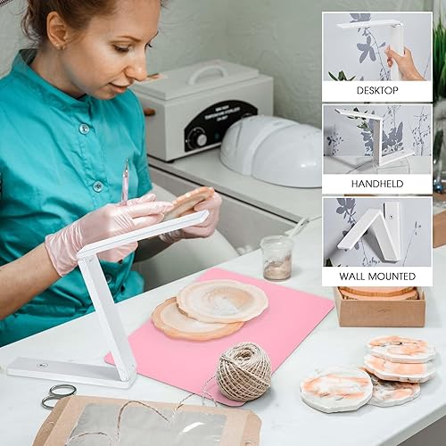 Miniatura 4 de VIHOSE Luz UV para curado de resina, luz de resina UV plegable con 18 cuentas de lámpara, lámpara UV grande con almohadilla de silicona para moldes