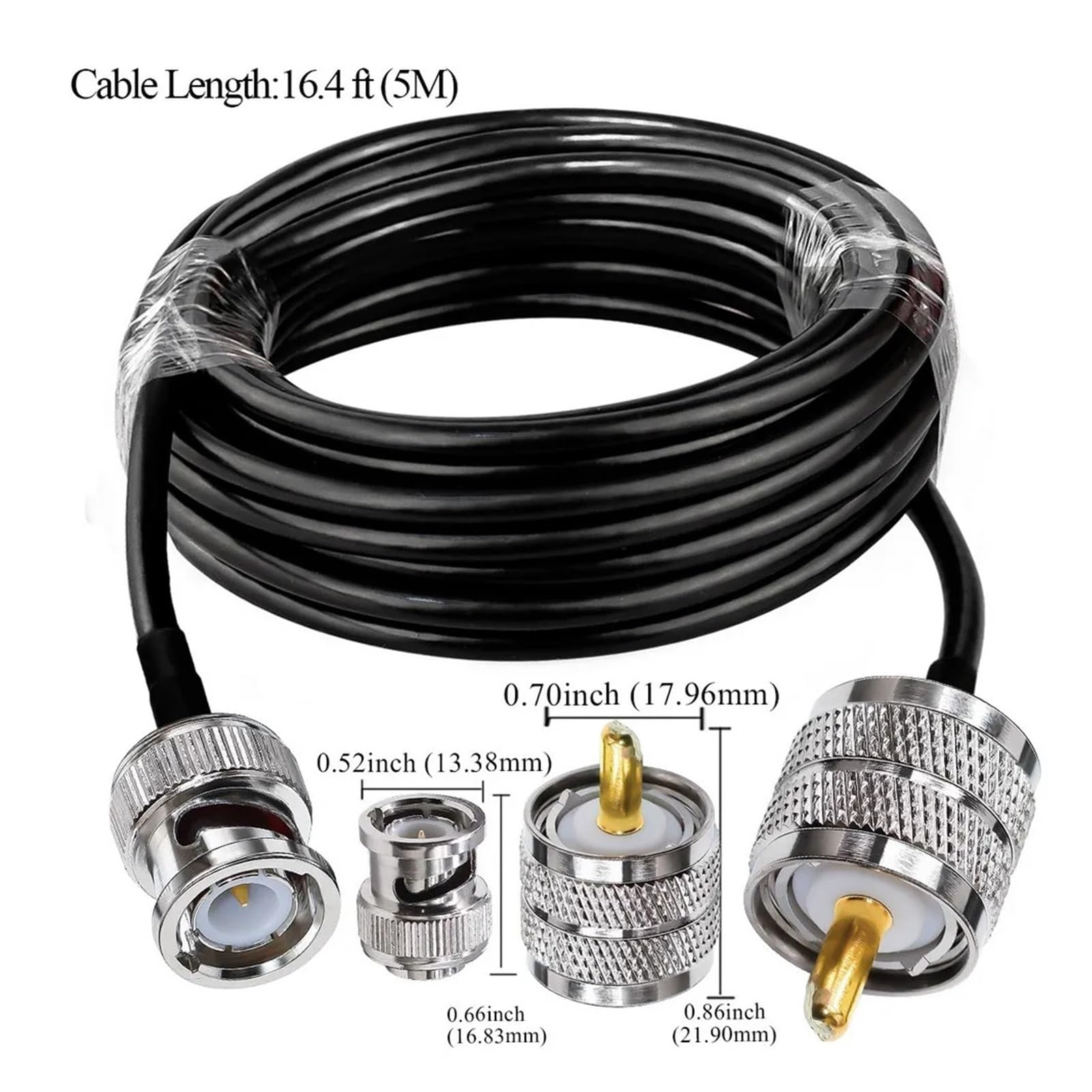 Kabel koncentryczny RG58, wtyk męski BNC do przedłużacza PL259 SO239 o niskich stratach i pigtailu 30 cm-5 m(13.2ft (4M))