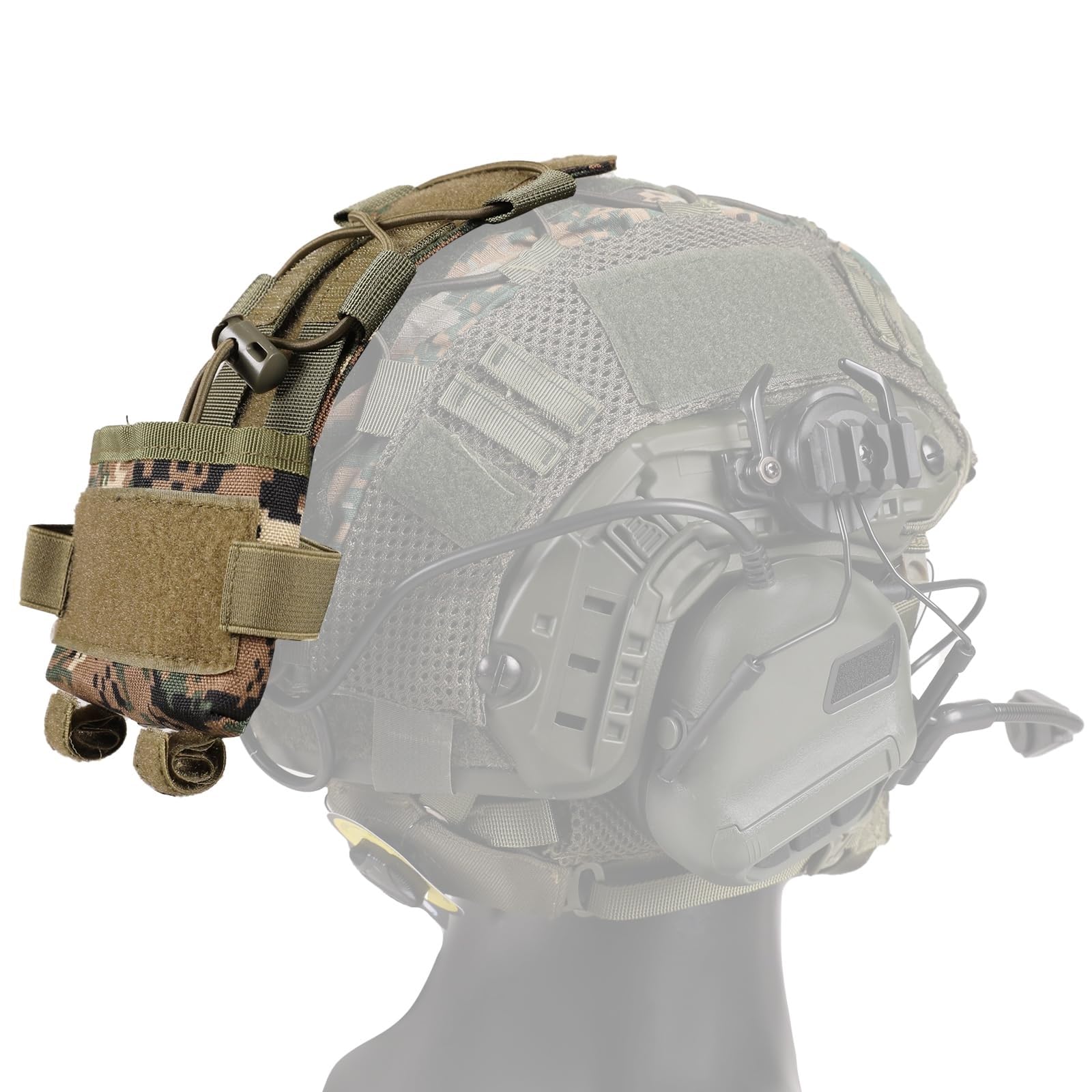WLXW Taktischer Helm Mit Headset – 4-in-1, Verbessert, Verstellbar, Mit Helmabdeckung for CS Airsoft Cosplay, Militärausrüstung, Wargame