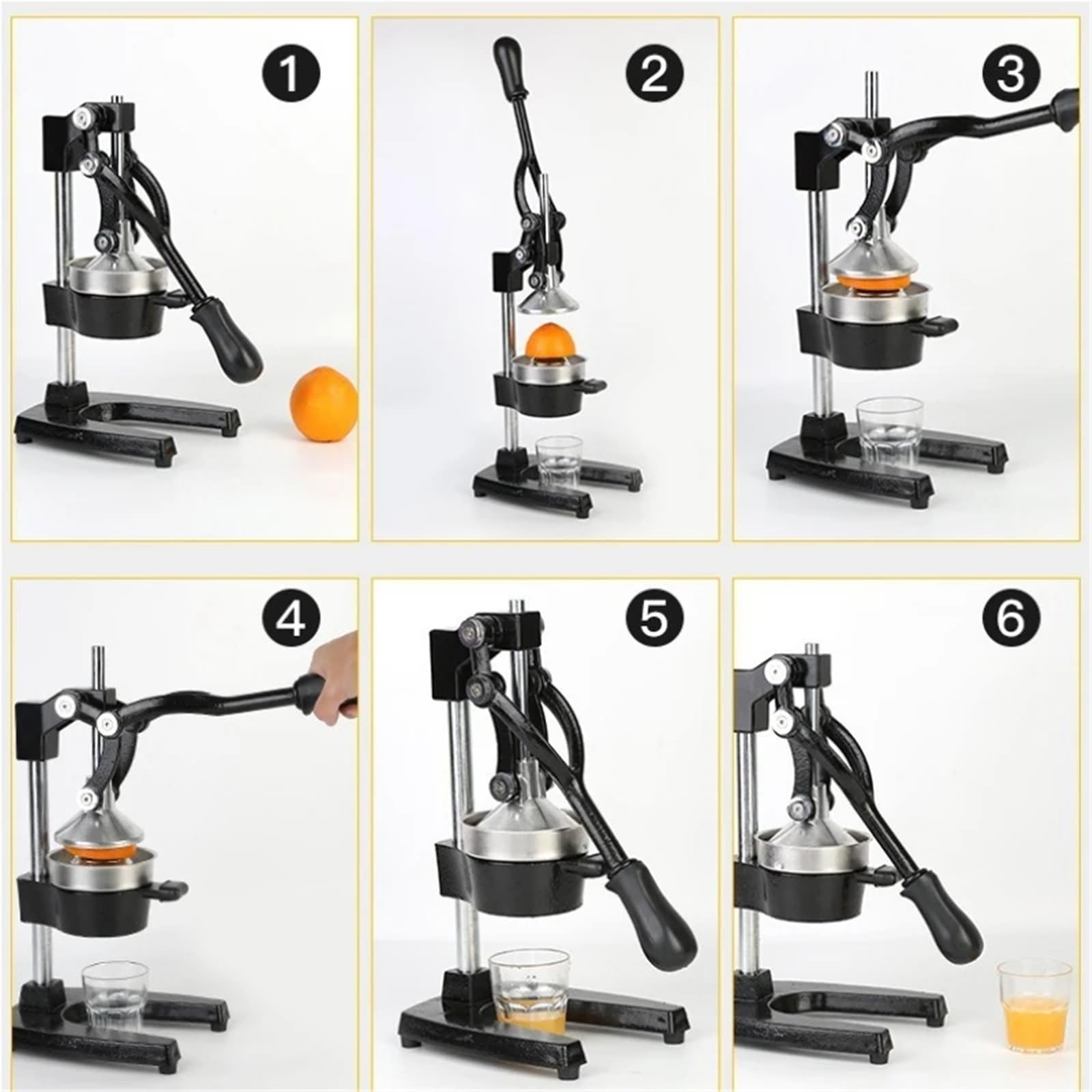 Esprimidores Manual Exprimidor manual de cítricos hierro fundido alta resistencia - Prensa frutas multifunción acero inoxidable(GRAY)