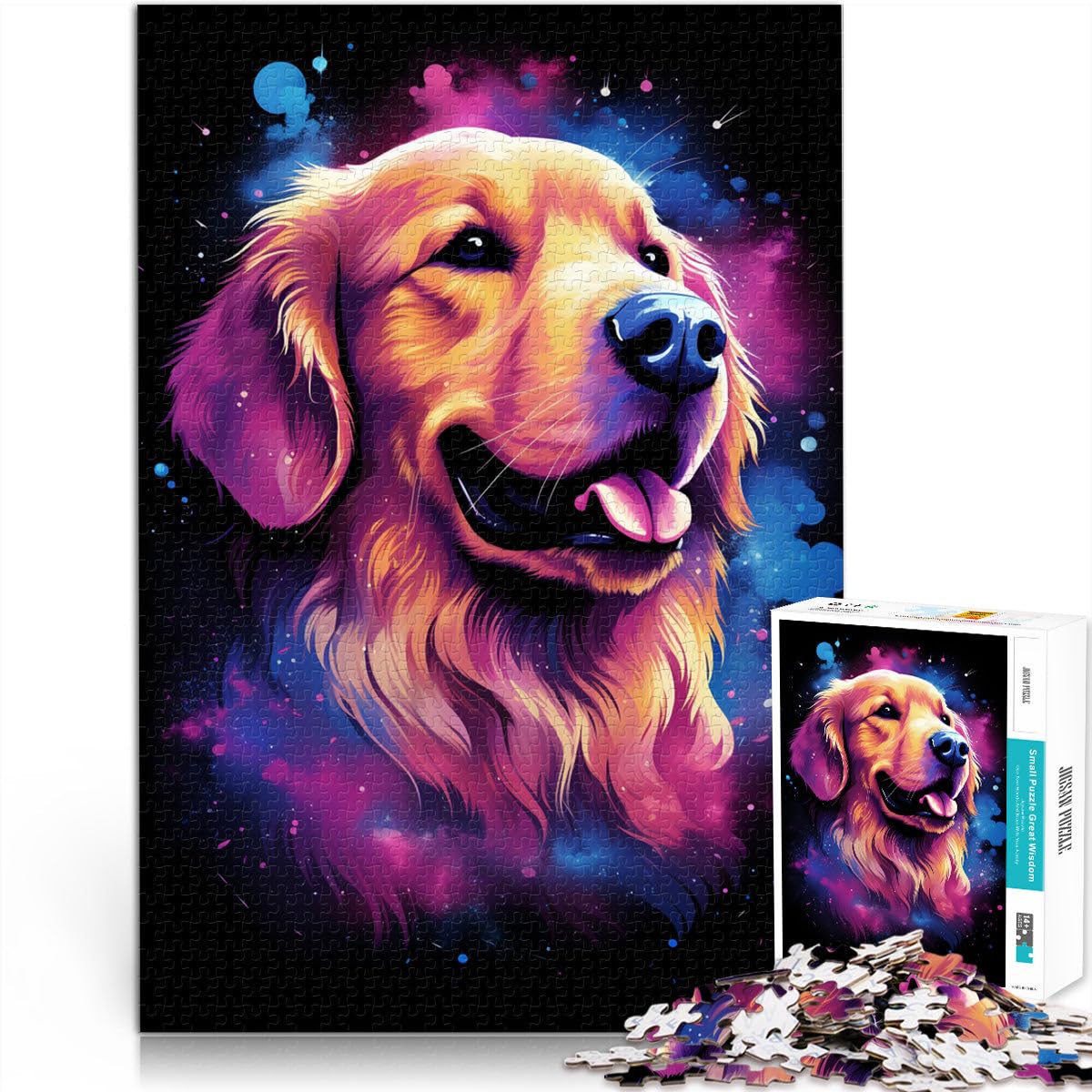 Adults 1000 Piece Jigsaw Puzzle Cosmic Golden Retriever Toy Intellectual Game 50x70cm gifts for friends and family for teenager Age 14+