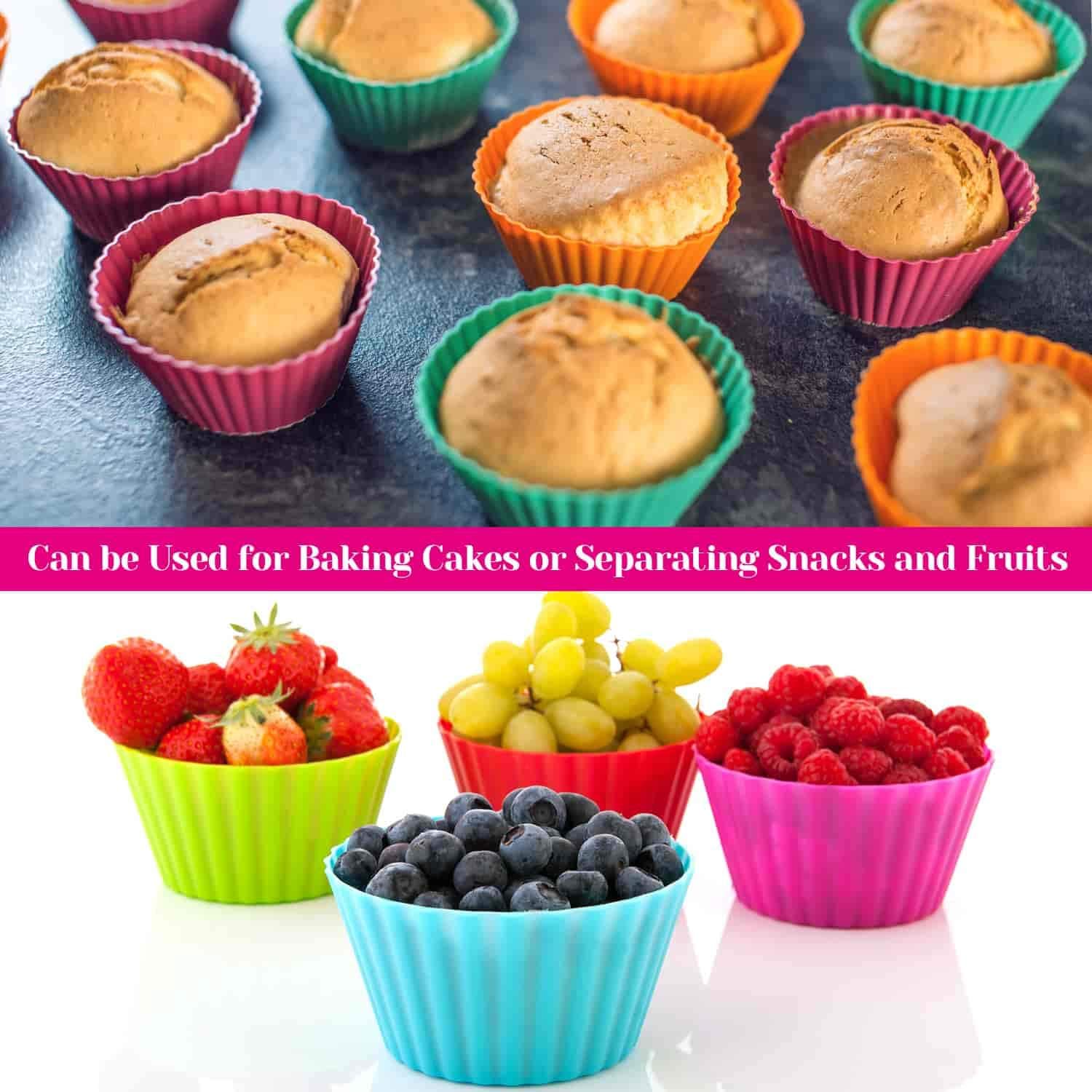 Silicone Cupcake Liners, Selizo 45 Pcs Reusable Silicone Baking Cups Nonstick Muffin Molds for Cake Balls, Muffins, Cupcakes and Candies, Assorted Bright Colors