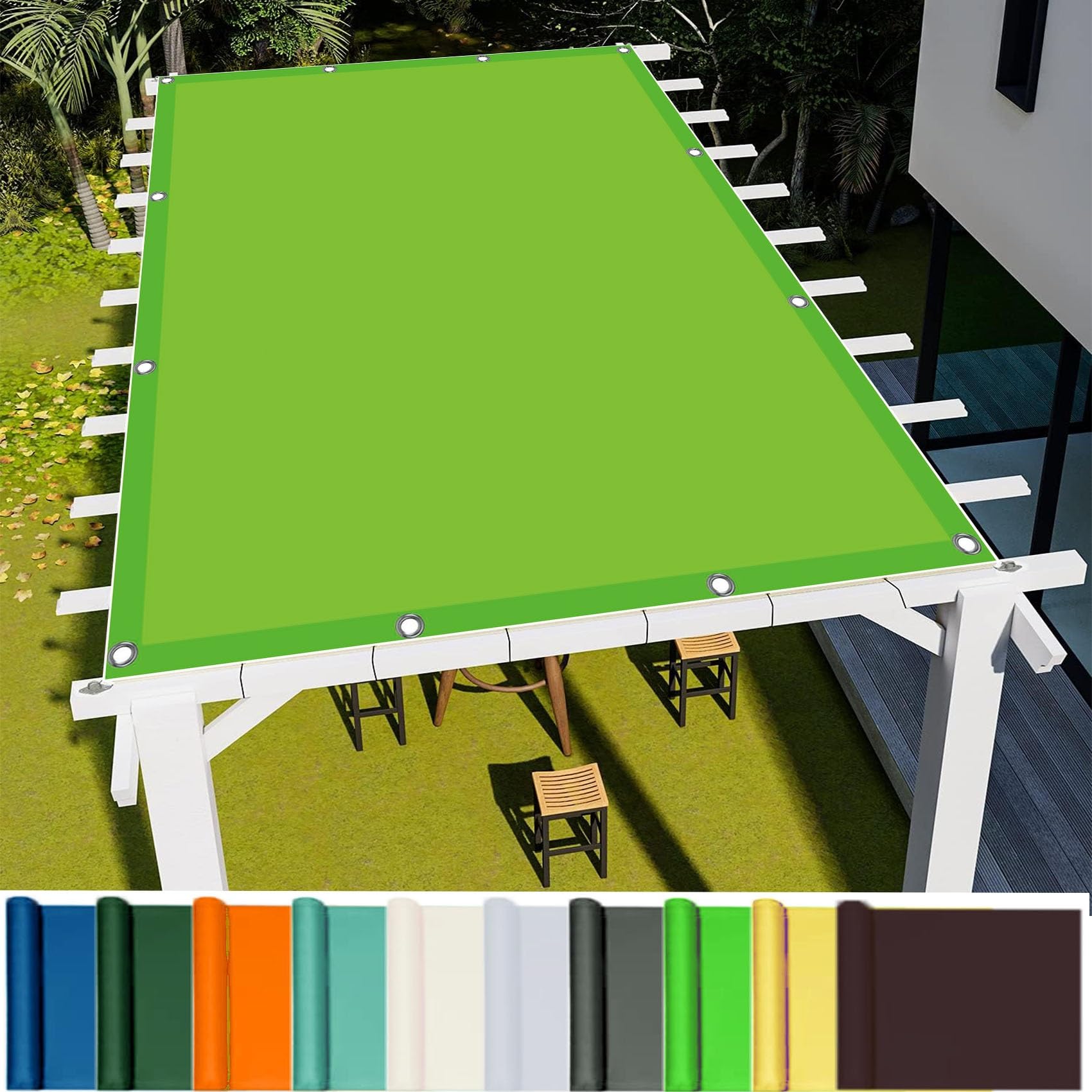 WQPMNYG Waterproof Right Angle Garden Canopy 1.4 x 3.2m Rectangle Sun Shade Sail for Outdoor Patio Party in Tender Green Shade