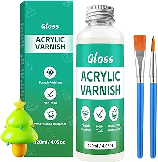 120 ml Glasur für Ton lufttrocknend,2 Pinsel – Air Dry Clay Glaze Glanzlack für Modelliermasse,Keramik,Holz,Ton selbsttrocknend – Wasserabweisend & kratzfest–Versiegelung gegen Risse und Abnutzung