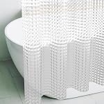 3D Crystal Clear Plastic Shower Curtain Liner, 72x72 Inch Thin Lightweight Ice Cube Plastic Bathroom Shower Showroom Inner Curtain with Rustproof Metal Grommet Holes and Weighted Magnets