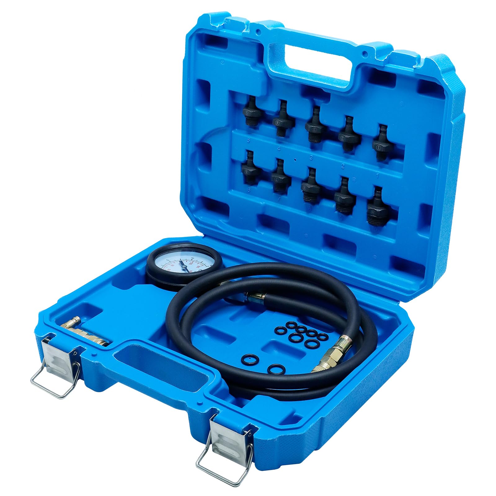 CCLIFE Set per Testare la Pressione della Benzina dell’Auto, Manometro per Carburante,0-10 bar, 0 – 140 PSI