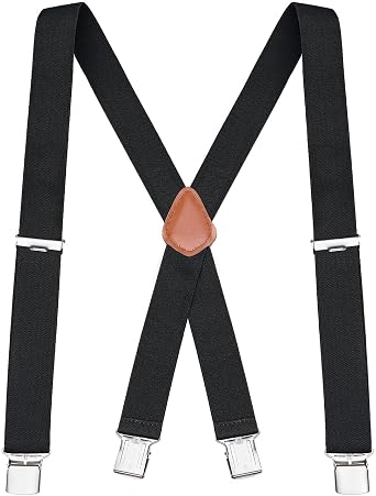 Buyless Fashion Suspenders for Men - 48" Elastic Adjustable Straps 1 1/4" - X Back