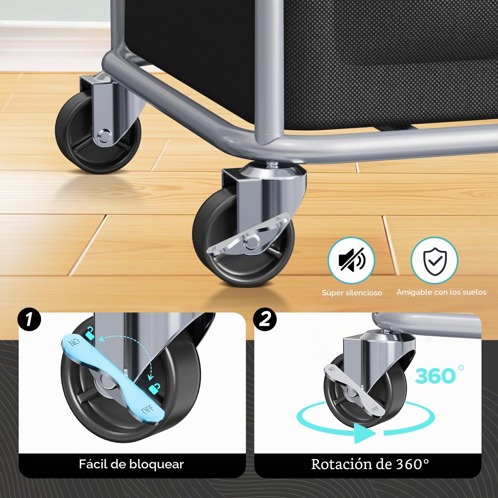 JYPS Cesta de lavandería grande de 150 L, con ruedas y asa, cestas de lavado extraíbles y 2 bolsas laterales, bolsa de lavandería de tela Oxford impermeable para almacenamiento de ropa sucia