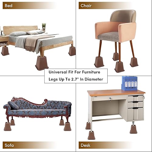 Miniatura 6 de Elevadores de cama de 6 pulgadas, resistentes, paquete de 6, elevadores de muebles para sofás de gran tamaño, elevadores de sofá con almohadilla