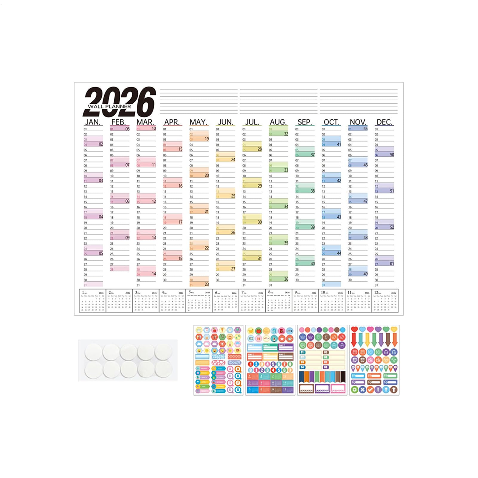 2026 Wandkalender,2026 Großer Jahresplaner Kalender - Haushaltskalender