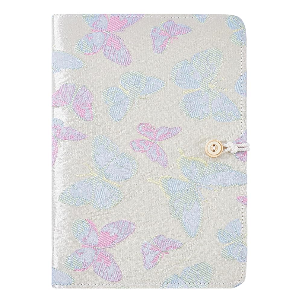 DELORIGIN A5 Binder Cover 6 Ring Floral Fabric Refillable Shell Gold