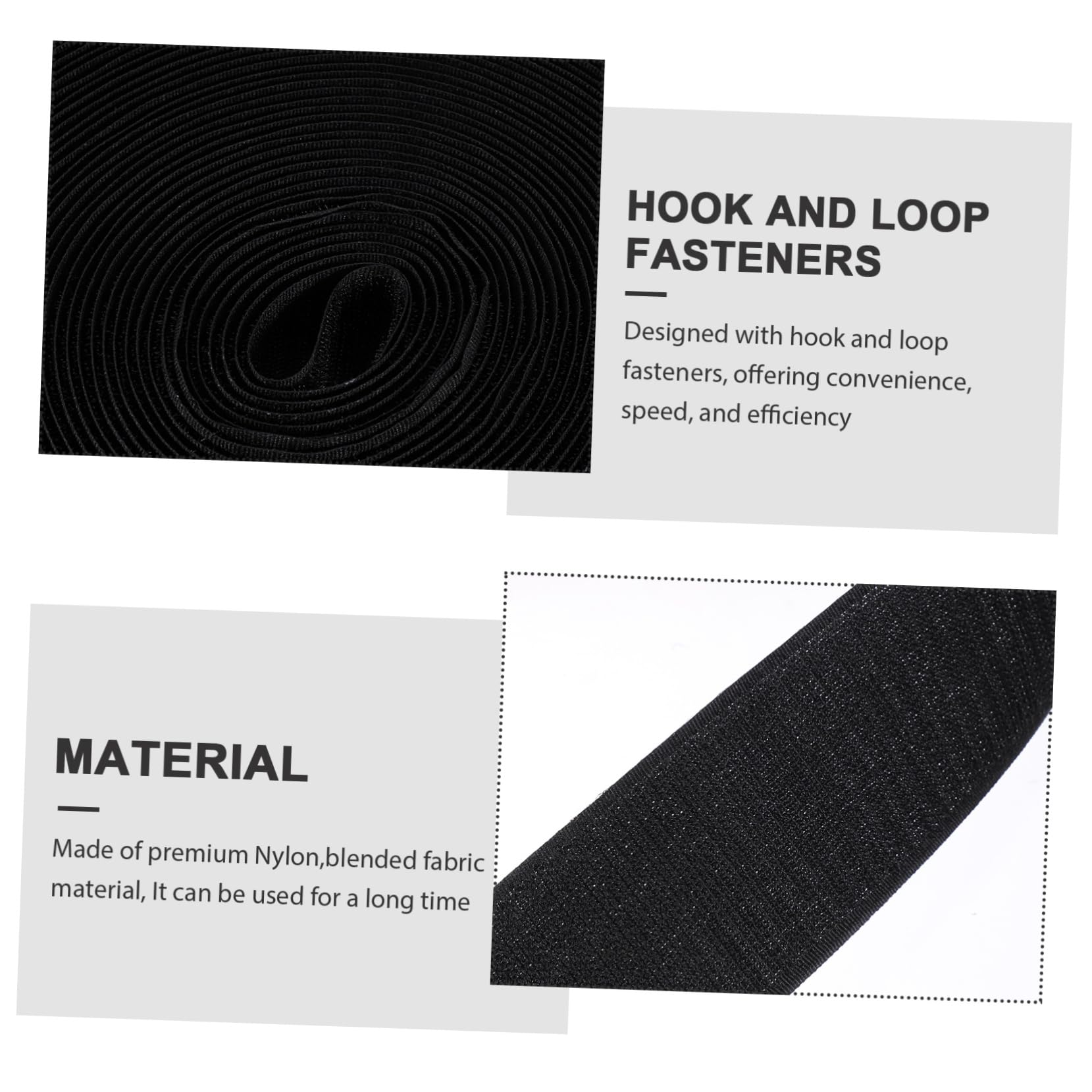 NUOBESTY Cinta De Gancho y Bucle De Nailon 5 Cm Negro y Para Coser Manualidades De Costura, Cierres Prácticos Para Ropa, Bolsos y Proyectos De Bricolaje, Uso Versátil Diario