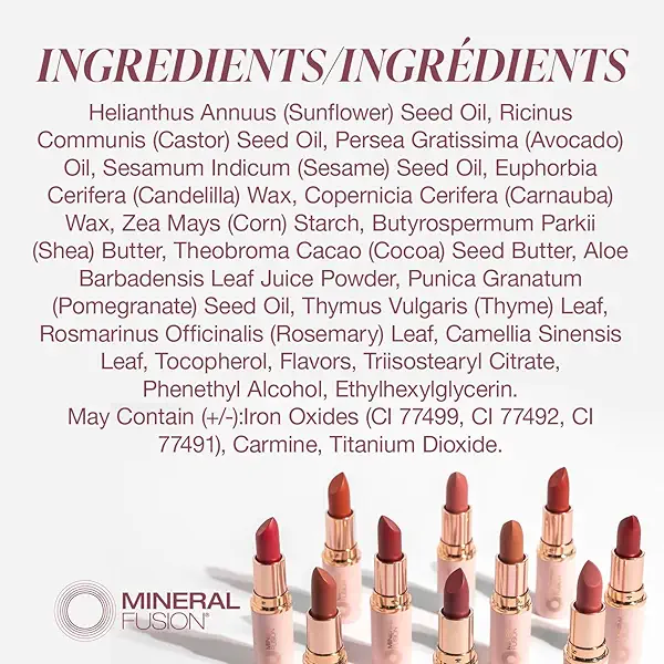 Mineral Fusion Long-Lasting Lipstick, Vivid & Smudge-Free Lip Color with Avocado Oil, Cocoa Seed Butter, Free of FD&C Dyes, Paraben and Gluten, Negroni 4