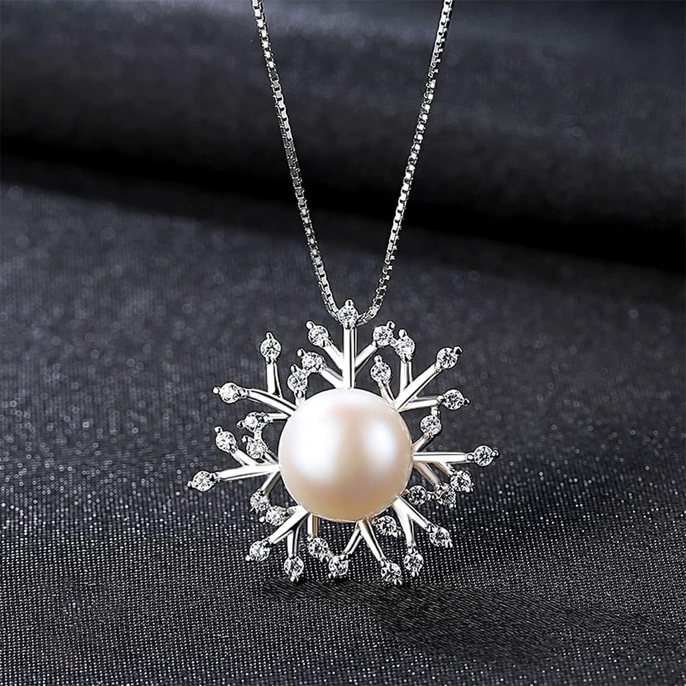 Pearl Necklace Genuine Freshwater Cultured 8-9mm Pearl Pendant Necklaces Sterling Silver for Women Fine Jewelry Gifts for Women Wife Girlfriend Mother