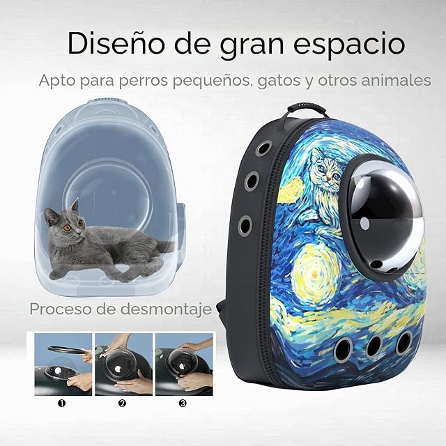 Foto 6 de 7 de PETCUTE Mochila para Transporte de Mascotas,Transpirable Mochila Transportín Perro con Correa de Hombro…
