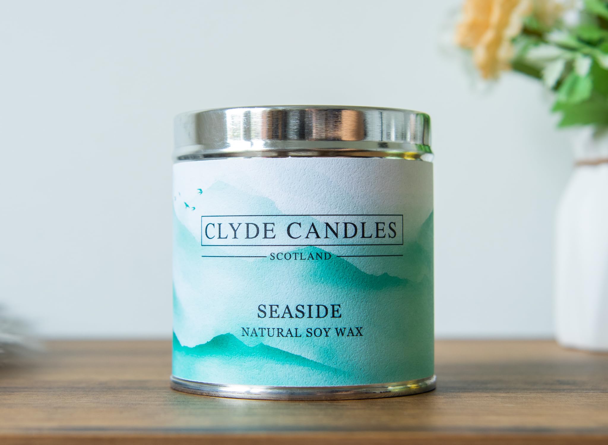 Clyde Candles Orange Natural Soy Candle Tin - Scotland - Vegan Scottish Gifts, British Made (Seaside)