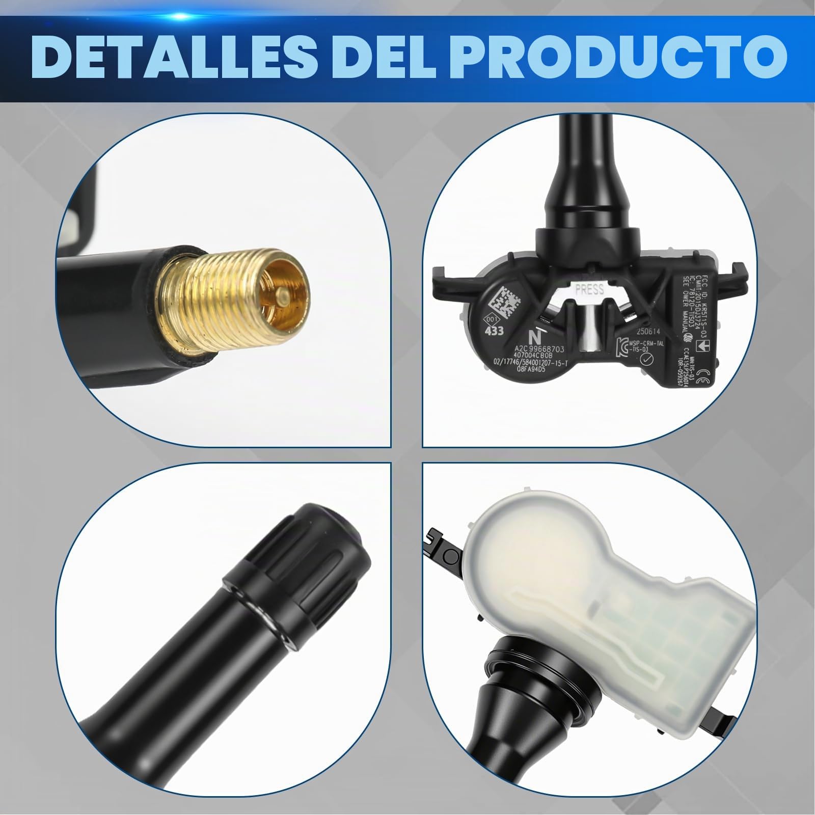 Sensor de Presión de Neumáticos Compatible con Renault Espace V, Kadjar, Megane IV/Grandtour, Scenic IV, Talisman/Grandtour RDKS TPMS Compatible con Micra V Qashqai II X-Trail 407004CB0A 407004CB0B