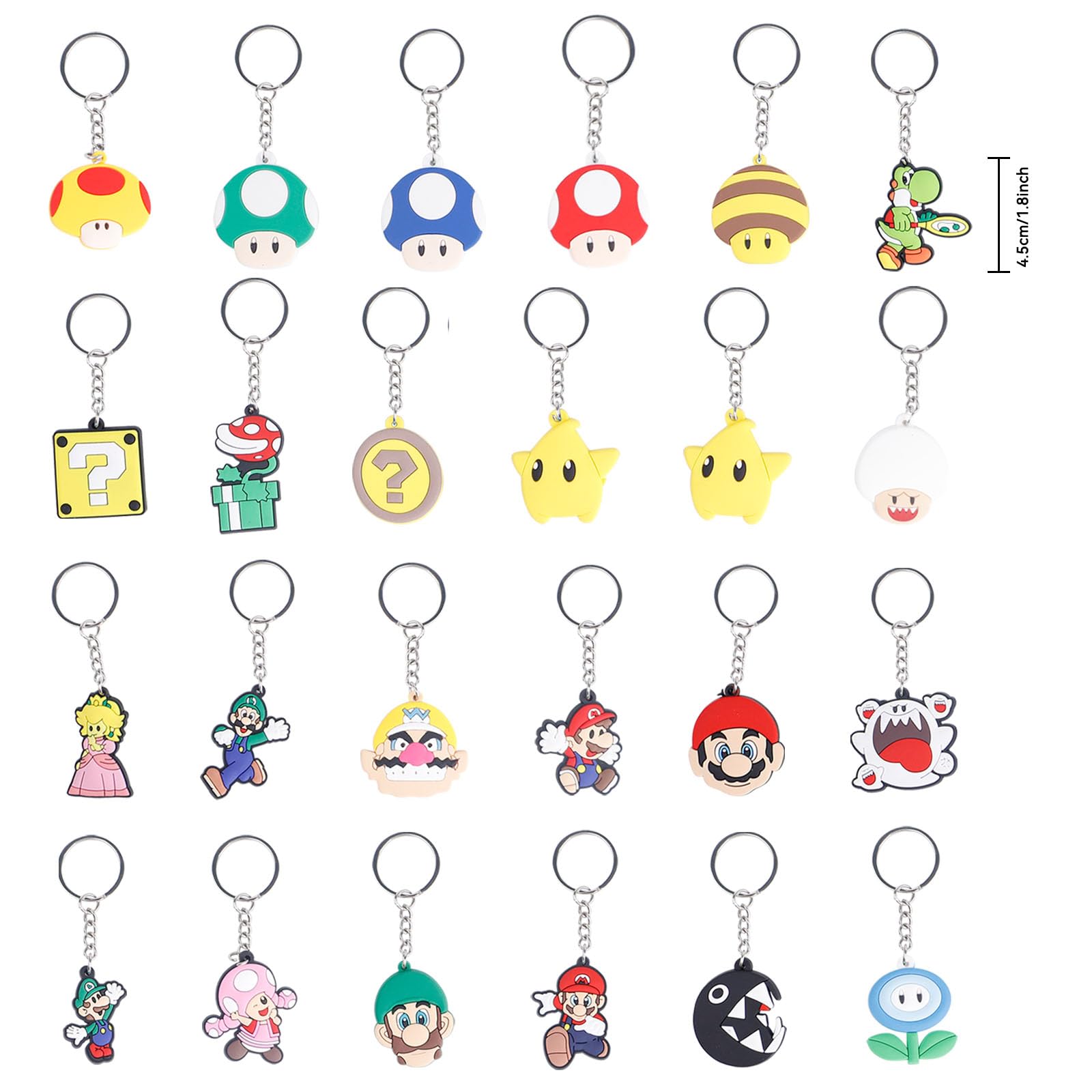 JinhuaxinJinhuaxin 24Pcs Cartoon Keychain Cute, for Super Keyrings, Party Bag Fillers Supplies for Kids, Game Keychains, Kids' Party Favours, Keyring Gifts for Kids, Keyrings for Boys Girls, Party Bag Fillers