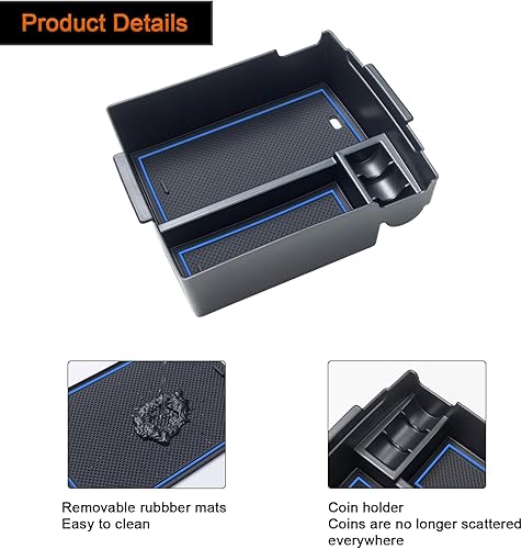 Miniatura 6 de TOPINSTALL Organizador azul compatible con accesorios Ford Maverick 2022-2025, caja de almacenamiento XL XLT Lariat para consola central, contenedor