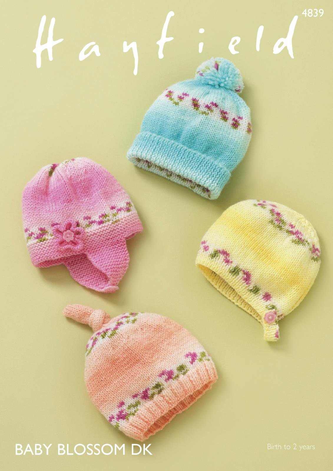 Hayfield Baby Blossom DK Knitting Pattern - 4839 Birth to 2 Years Hats