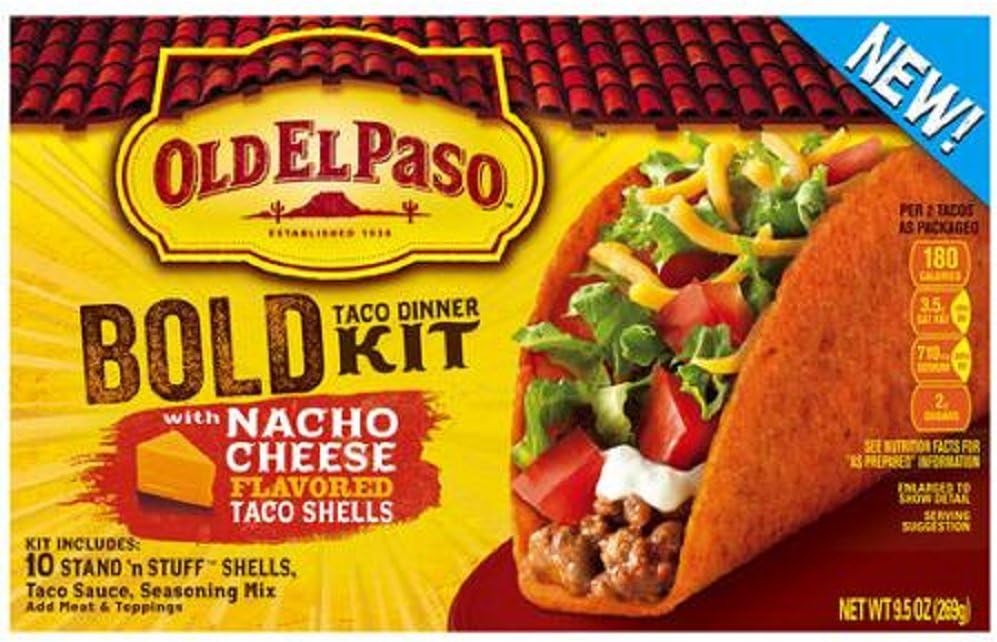 Old El Paso, Bold Taco Dinner Kit with Nacho Cheese Tacos, 9.5oz Box (Pack of 3)