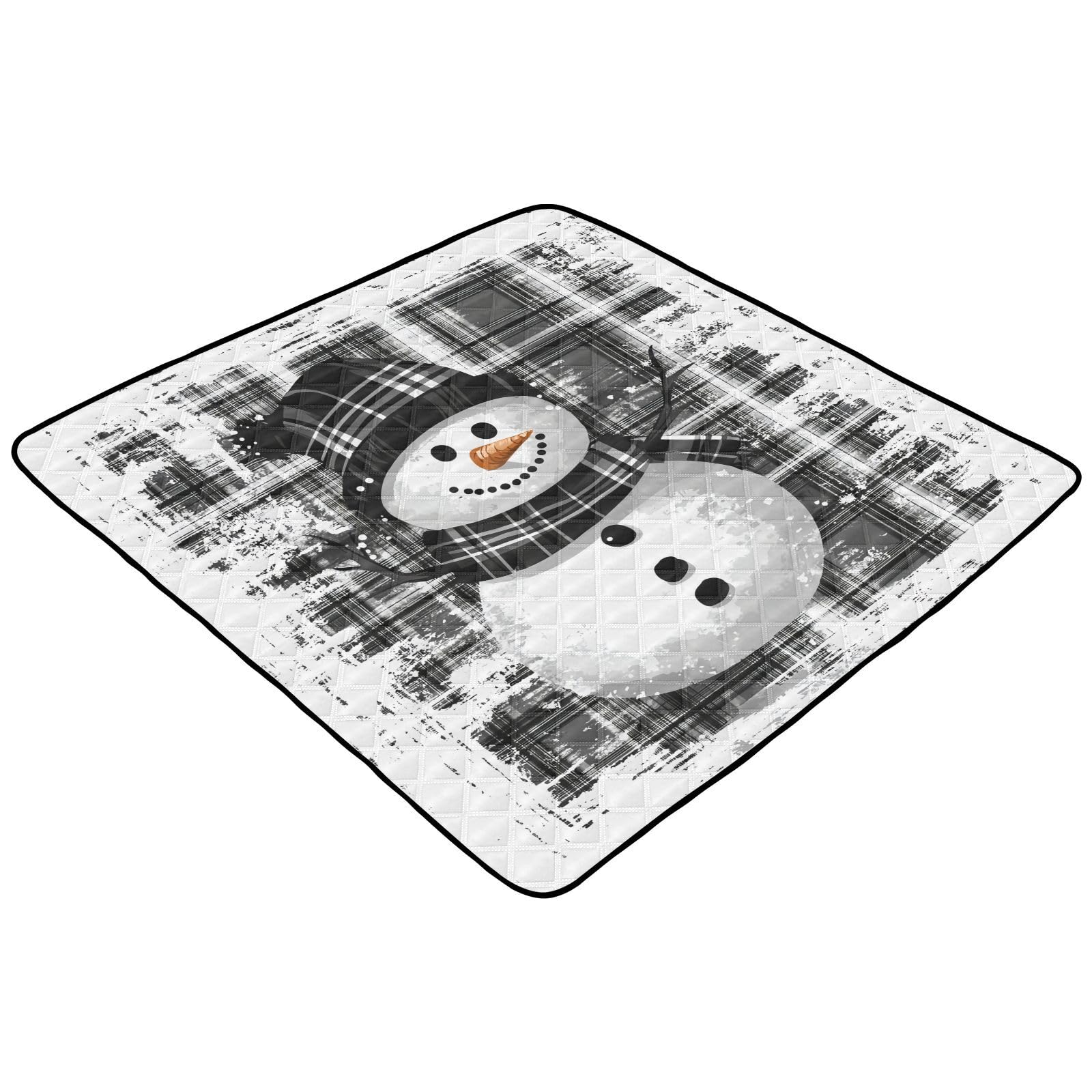 BOESI Doodle Cute Snowman Pattern Baby Play Mat, 50“ X 50” Washable Folding Crawling Mat, Baby Floor Mat, Soft, Thick, Non-Slip