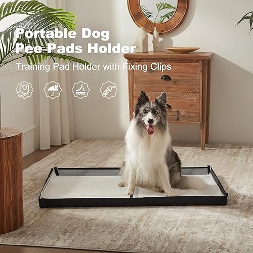 Miniatura 5 de HQ4US 4LEGS Soporte portátil grande para almohadillas de orina de perro para viajes, base plegable de forro de 44 x 34 pulgadas, soporte para