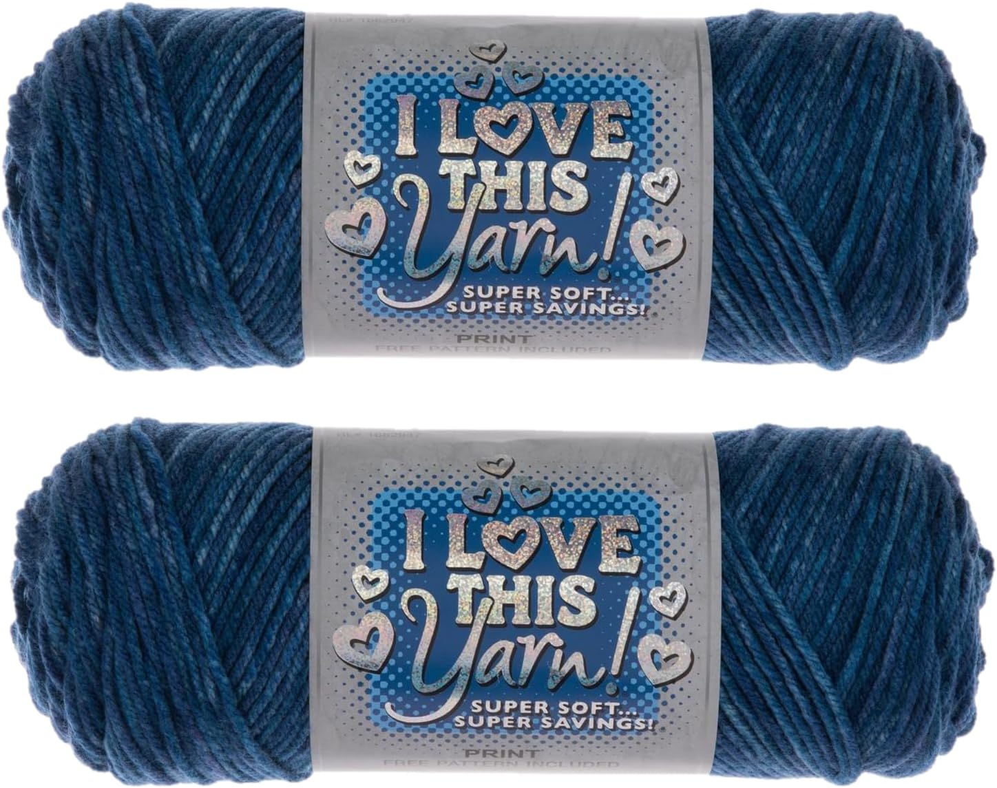 Hobby Lobby Print I Love This Yarn - 4 Medium 100% Acrylic, 252 Yards, Yarn for Crocheting Knitting Blankets, Hats & Accessories, Set of 2, 442 Paint Party