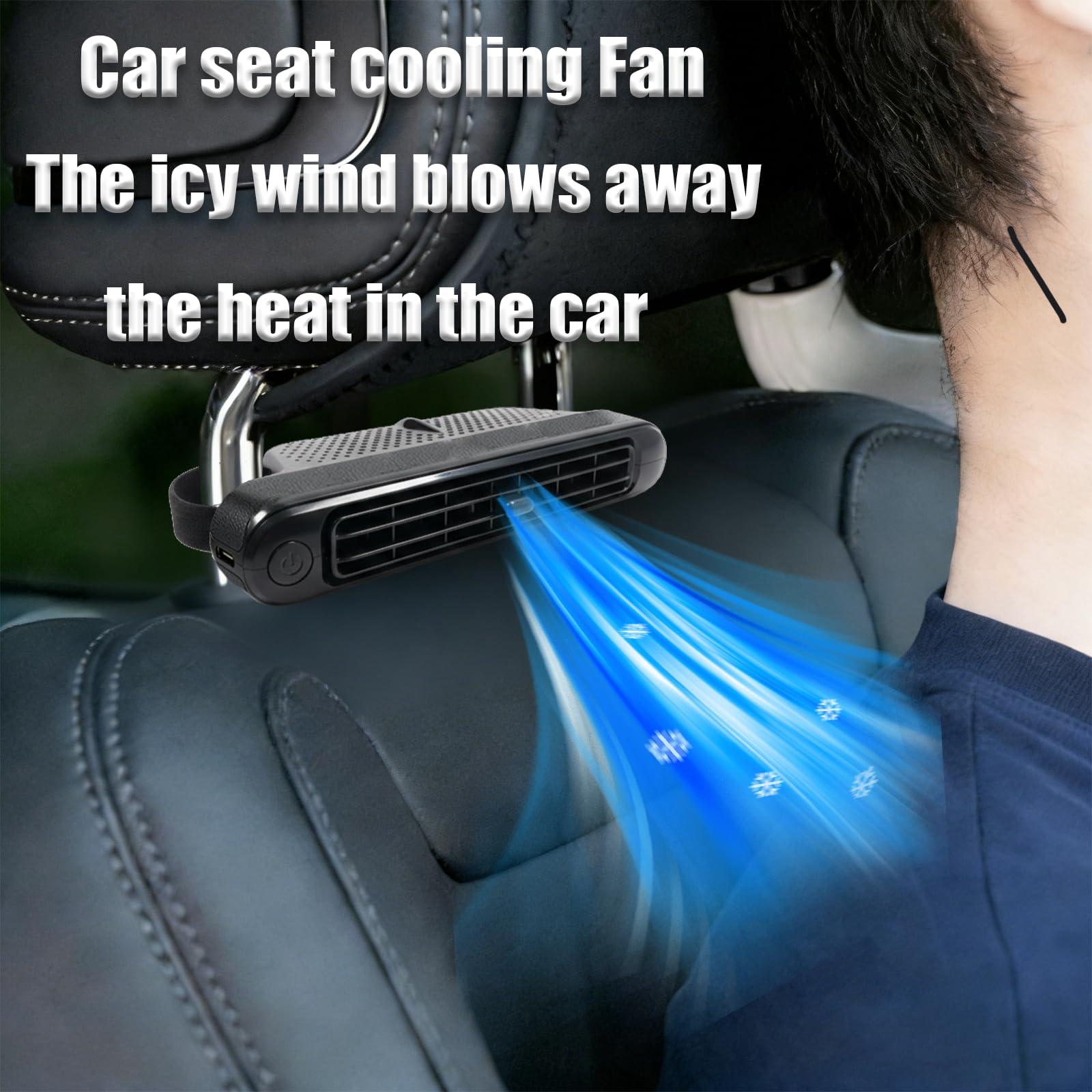 Ventola di raffreddamento portatile per sedile auto, ventilatore USB per auto che soffia aria fredda con 3 modalità di velocità, doppio vento regolabile a 180° (Layout a griglia)