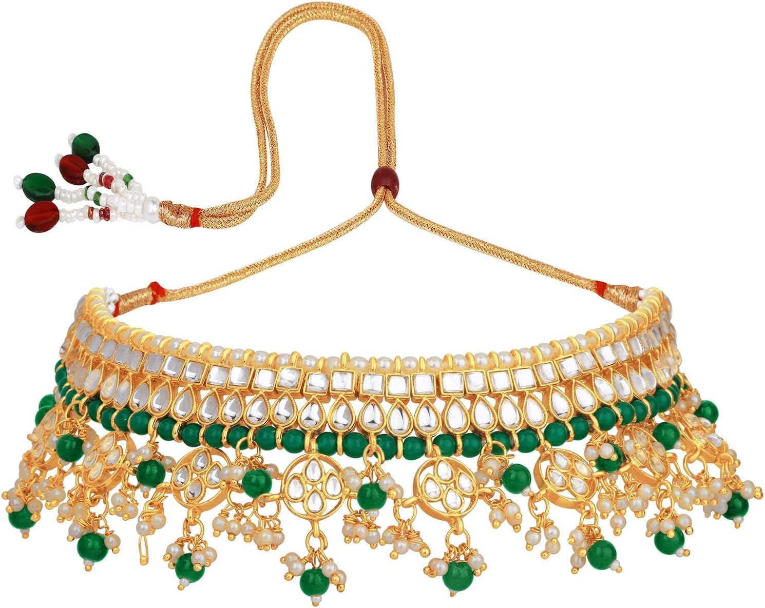 Aheli Indian Wedding Wear Beaded Faux Kundan Pearl Necklace Set with Earrings Maang Tikka Ethnic Bharatanatyam jewellery setGift for Women - Image 6