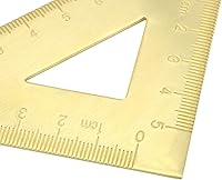 Vista 4 de HEVSTIL Regla triangular, 45/90 grados, latón y metal de cobre, regla gruesa para dibujo y dibujo