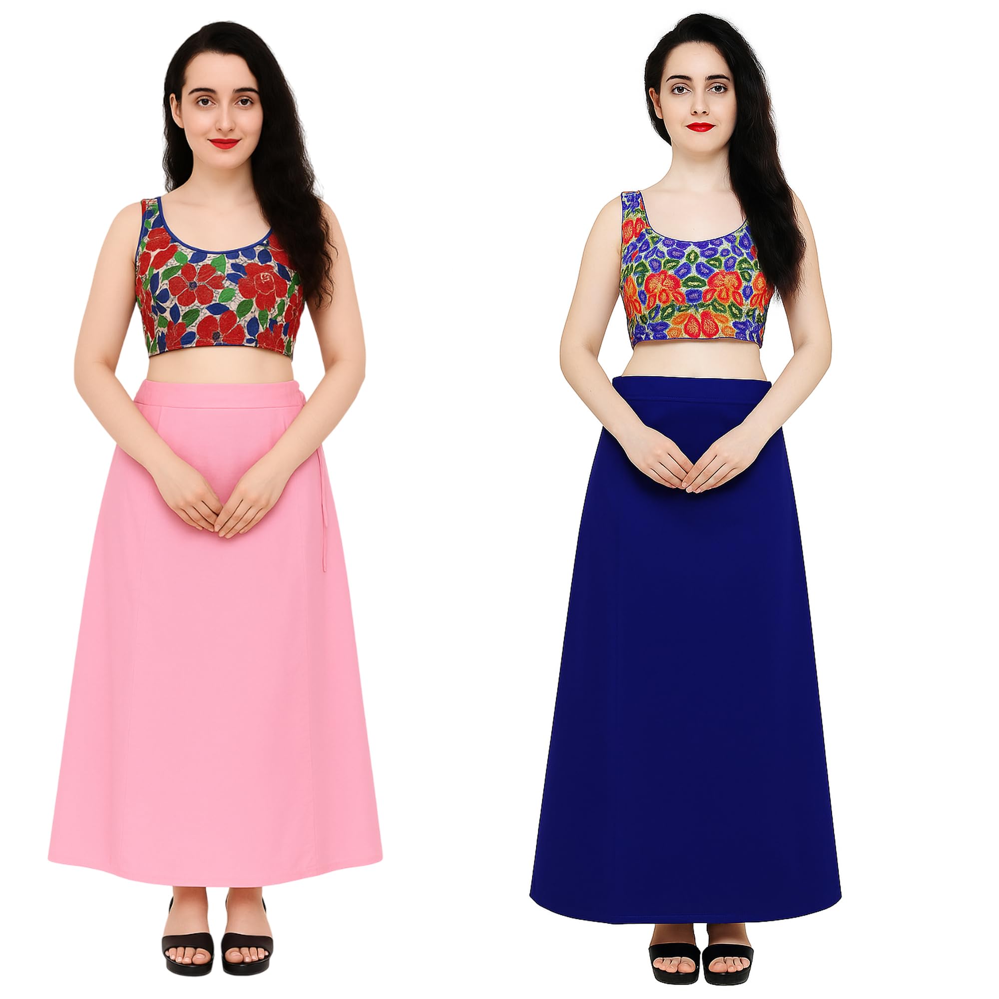 Combo of 2 Women's Cotton Saree Petticoats – Full Length Adjustable Drawstring Underskirts for Saree (Free Size)-image-14