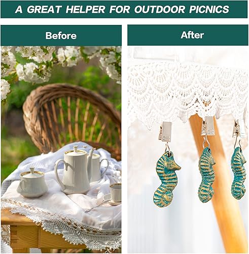 Miniatura 3 de Sungmor Paquete de 4 manteles de hierro fundido con clip, peso pesado para mantel de picnic, mesas al aire libre, banderas de jardín, cortinas